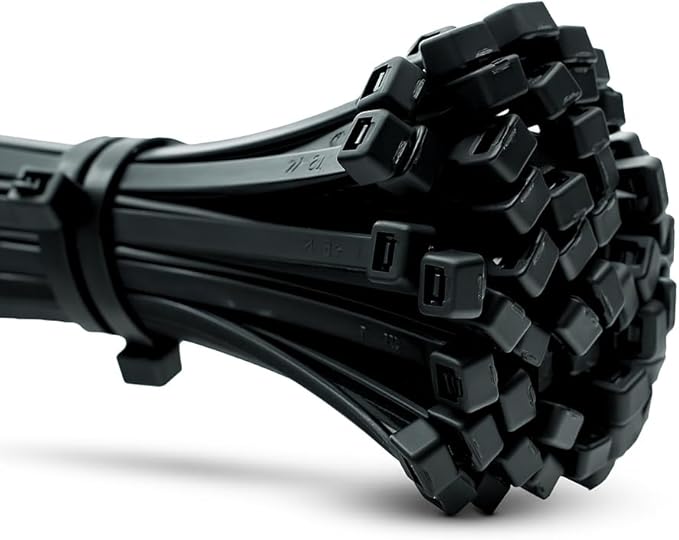 ERKO Kabelbinder Schwarz 400 x 4,8 mm, 100 Stück, Extra Stabil, Wetterfest, Ideal für Außenbereich