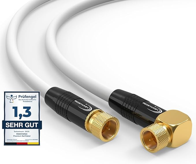 RedStar24 AR100585-005 2m Satellitenkabel UHD/4K mit 135dB Abschirmung & vergoldeten F-Steckern