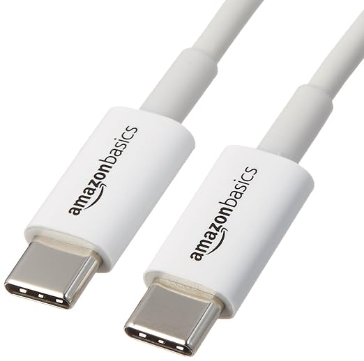 Amazon Basics USB-C-auf-USB-C Schnellladekabel 1,8 m Weiß, 60 W, 480 Mbit/s, USB-IF-zertifiziert für iPhone, iPad, Samsung Galaxy, MacBook