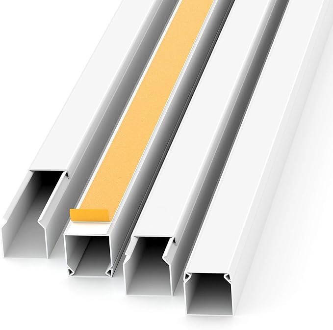 Gentle North Kabelkanal selbstklebend weiß 12x12mm 1m (10 Stück) - Kabelverkleidung mit Klebeband für TV & Schreibtisch – AK3-AT1-GL-M-X